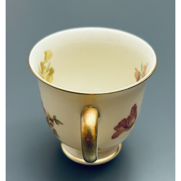 Vintage Demitasse Cup Continental Ivory Germany Pink Roses Gold Trim Off-white - Picture 5 of 10